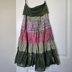 TRACY EVANS Vintage Y2k Green and Pink Women's Skirt/Dress